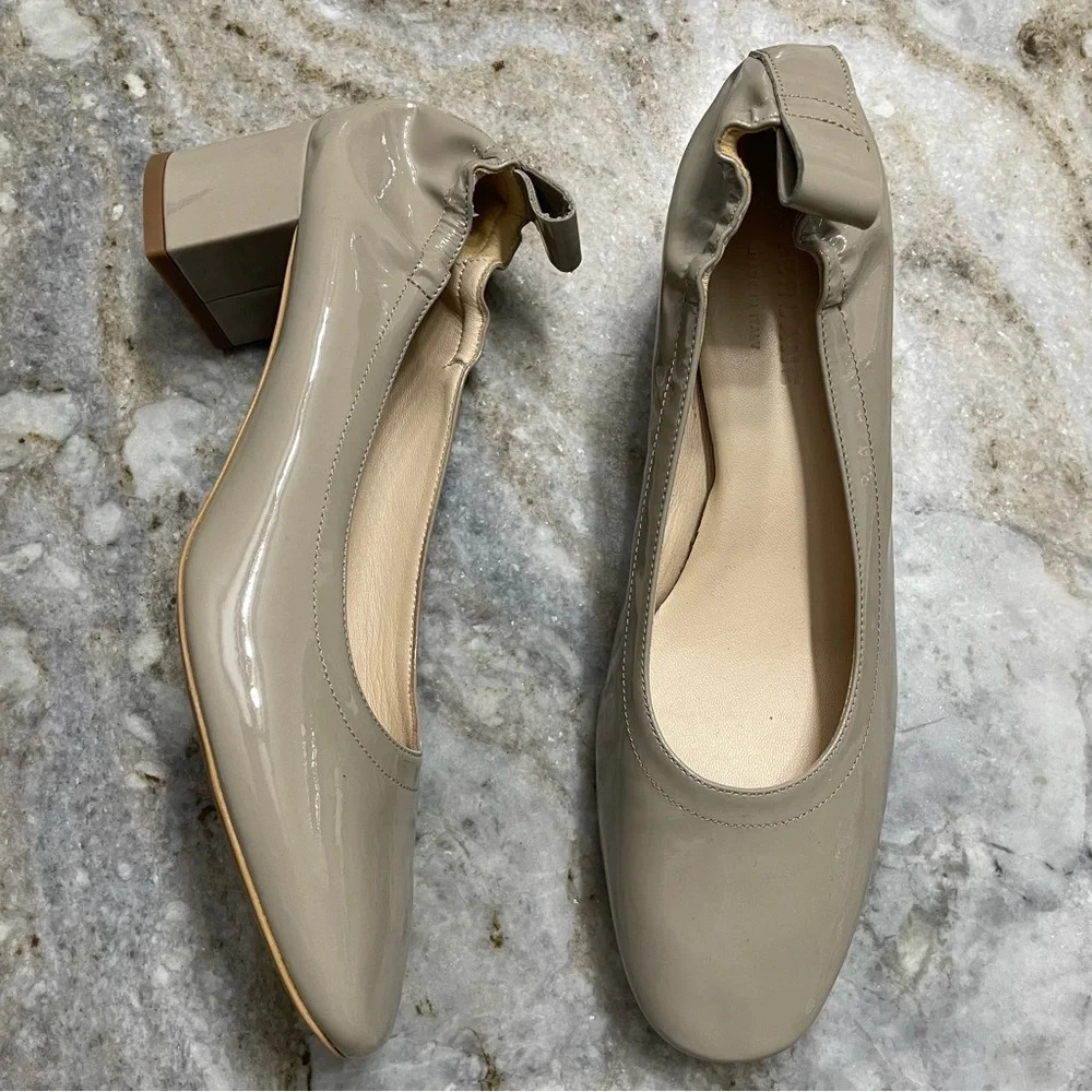 Everlane Pumps The Italian Leather Day Heel Patent Leather Taupe Shoes Size 7.5